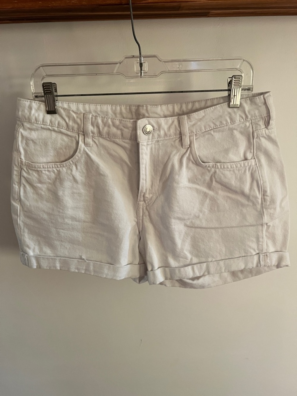 Classic White Denim Roll-Hem Jean Shorts
